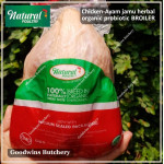 Chicken ayam PROBIOTIC ORGANIC herbal jamu low-fat Natural Poultry frozen WHOLE BROILER (price/pc +/- 900g)